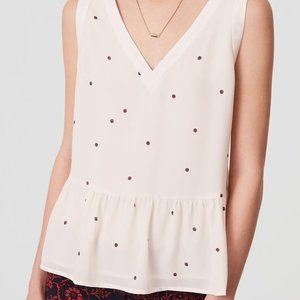LOFT Floral Dot Peplum Shell Top in Whisper White